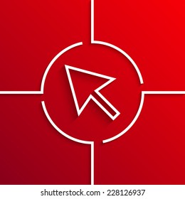 Vector modern white arrow circle icon on red background. Eps10