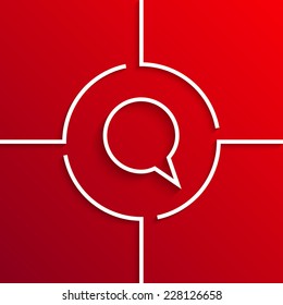 Vector modern white bubble speech circle icon on red background. Eps10