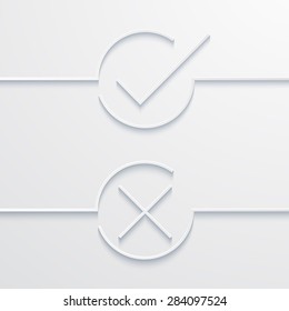 Vector modern white check mark on white background