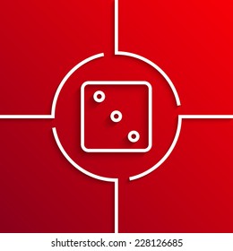 Vector modern white dice circle icon on red background. Eps10