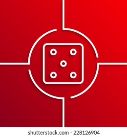 Vector modern white dice circle icon on red background. Eps10