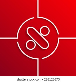 Vector modern white division circle icon on red background. Eps10