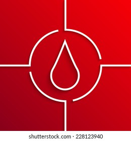 Vector modern white drop circle icon on red background. Eps10