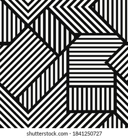 vector modern white geometric lines seamless pattern on black