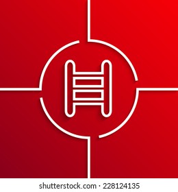 Vector modern white ladder circle icon on red background. Eps10