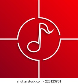 Vector modern white note circle icon on red background. Eps10