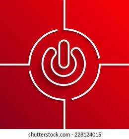 Vector modern white play circle icon on red background. Eps10