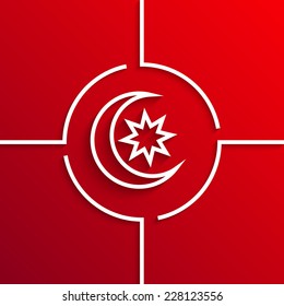 Vector modern white ramadan circle icon on red background. Eps10