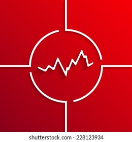 Vector modern white stock circle icon on red background. Eps10