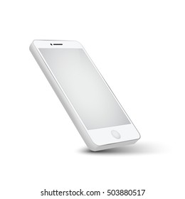 Vector modern white telephone on white background, Smartphone mobile digital technology isolated.