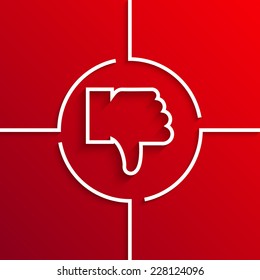 Vector modern white unlike circle icon on red background. Eps10