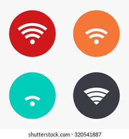 Vector modern wi fi colorful icons set on white background