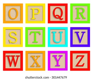 Vector modern wooden alphabet blocks set on white background