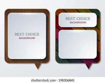 Vector modern wooden bubble speech icons set. Business development