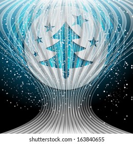 vector modern xmas object with snow and Christmas tree