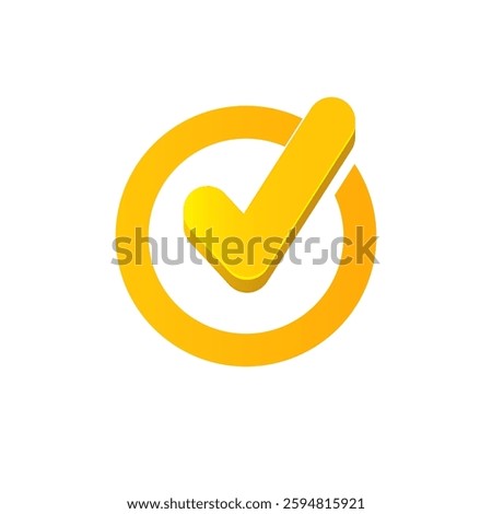 vector modern yellow and golden checkmark icon isolated on transparent background. Gold Check mark png clip art sign and symbol