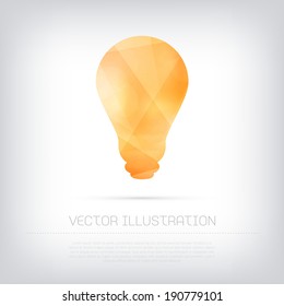 Vector modern yellow light bulb icon with colorful polygonal texture