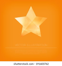 Vector modern yellow star icon with colorful polygonal texture on yellow background