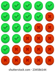 Vector modern yes and no icons set on white
