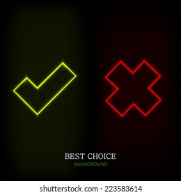Vector modern yes or no neon icons. Eps10