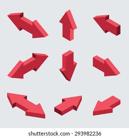 Vector moders set of isometric arrows on gray background