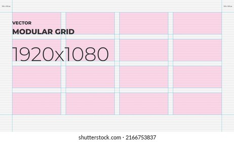 Vector Modular Grid For Full HD Screen With 4 Columns And 4 Rows