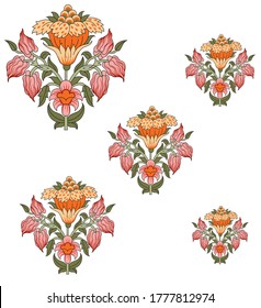 vector moghal motif Pattern on white background