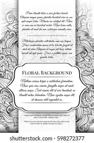 Vector  Mohochrome Floral Template with Place for Text. Light Vintage Layout for Greeting Card, Invitation, Cover Page etc. Beautiful Floral Composition. Editable