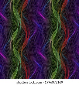Vector moire seamless pattern of thin iridescent lines. Abstract multicolor texture for fabric or wallpaper design.