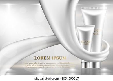 Vector moisturizing cosmetic advertising banner concept. High quality realistic illustration of skin care product ready for branding