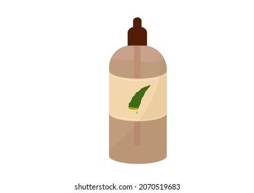 Sérico hidratante vectorial para piel con aloe vera, cosméticos naturales de aloe, plantas médicas, atención facial y corporal, jabón natural, procedimientos de belleza, autocuidado de estilo plano aislado en blanco 