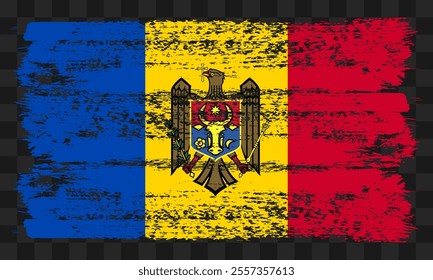 Vector Moldova flag in grunge style on transparent background