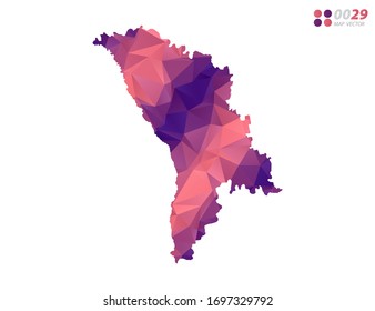 Vector of Moldova map colorful polygon red triangle mosaic with white background. style gradient.