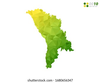 Vector Moldavia mapea mosaico triángulo de polígono verde y amarillo con fondo blanco. degradado de estilo.
