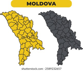 Vector Moldova outline illustration map set