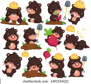 a vector of mole in many poses