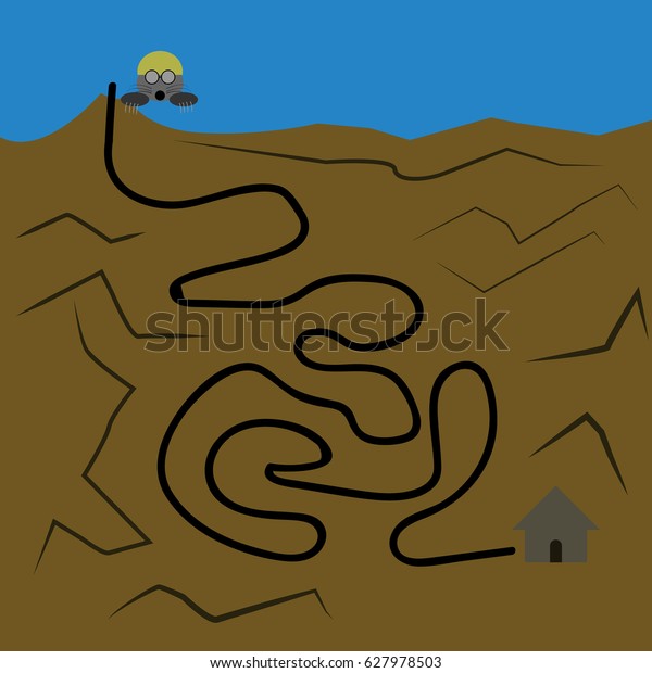 vector mole and way to home underground line maze\
for kids