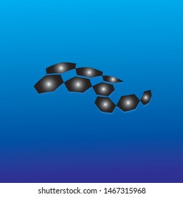 vector of molecular atoms with a blue background