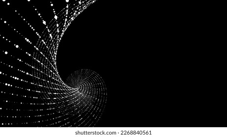 Vector molecular background with DNA. Network concept. Music sound wave. Big data visualization. Abstract connecting dots on the dark backdrop.