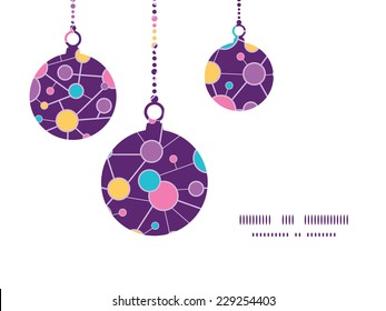 Estructura molecular vectorial Siluetas de adornos navideños modelo plantilla de tarjeta de marco