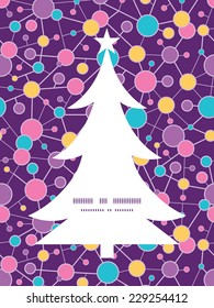 Vector molecular structure Christmas tree silhouette pattern frame card template
