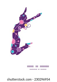 Vector molecular structure jumping girl silhouette pattern frame