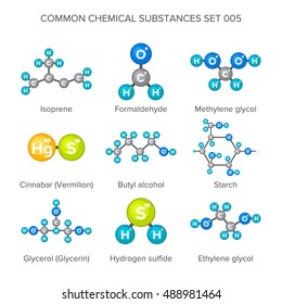 Vector molecular structures of chemical substances isolated on white