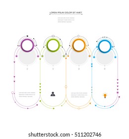 Vector molecule with 3D paper label, integrated circles background. Blank space for content, business, infographic, diagram, digital network, flowchart. Social network connection technology concept 

