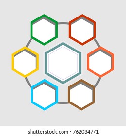 Vector molecule with 3D paper label, integrated Hexagon background. Blank space for content, business, infographic, diagram,digital network, flowchart. Social network connection technology concept