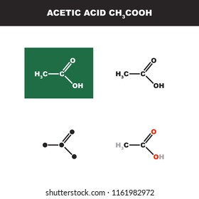 Vector molecule of Acetic acid CH3COOH in several variants - organic chemistry concept