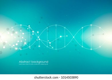 Vector molecule background, genetic and chemical compounds. Abstract connected lines with dots, medical, technological and scientific concept