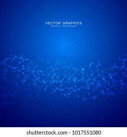 Vector molecule background, genetic and chemical compounds. Abstract connected lines with dots, medical, technological and scientific concept
