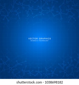 Vector molecule background, genetic and chemical compounds. Abstract connected lines with dots, medical, technological and scientific concept