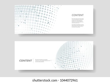 Vector molecule connect with halftone abstract circle dots.